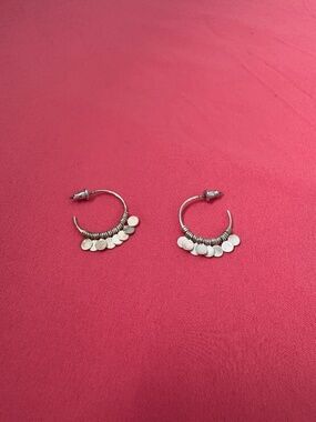 Silver-Tone Bohemian Coin-Disc Fringe Hoop Earrings